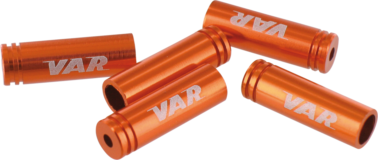 Bottle of 100 Aluminum Brake Cable Housing Ferrules - ORANGE 4mm